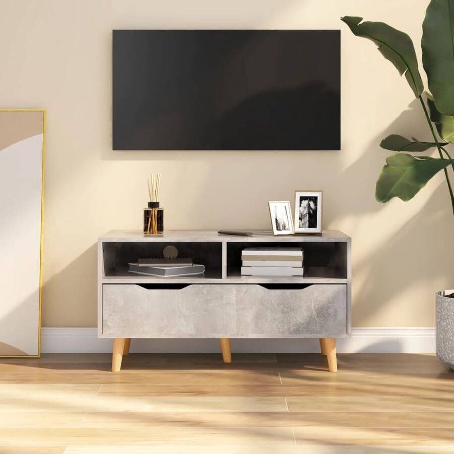 VidaXL -Tv-meubel-90x40x48 5-cm-bewerkt-hout-betongrijs