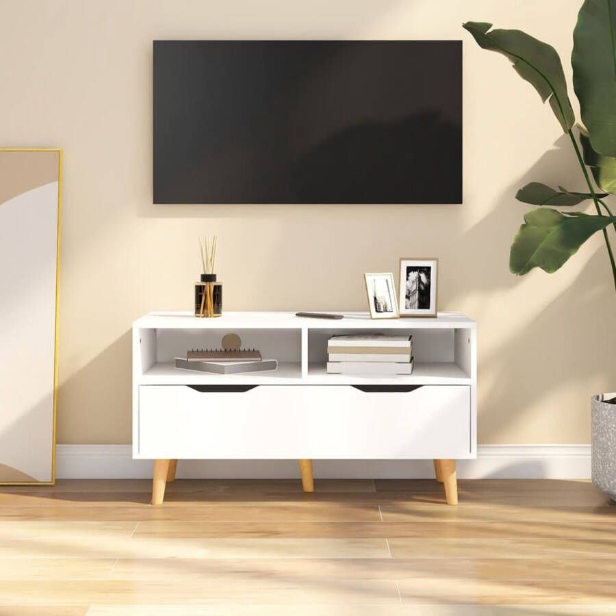 VidaXL -Tv-meubel-90x40x48 5-cm-bewerkt-hout-wit