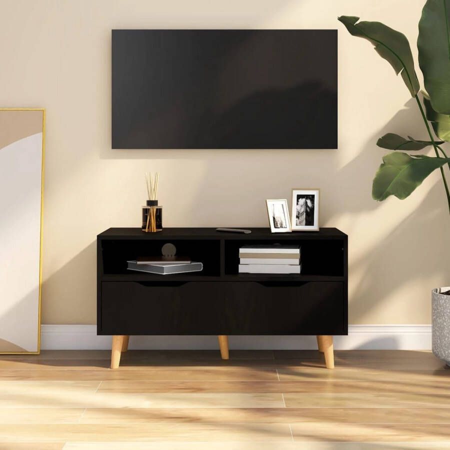 VidaXL -Tv-meubel-90x40x48 5-cm-bewerkt-hout-zwart - Foto 1