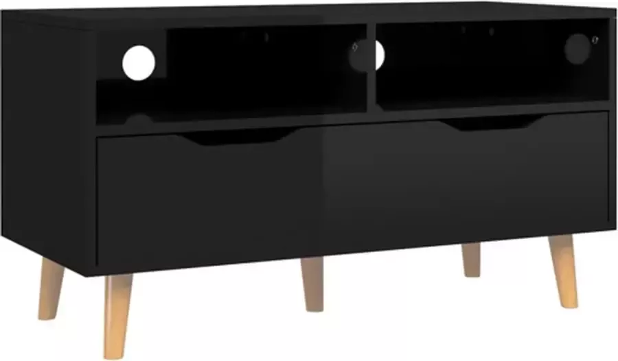 VidaXL -Tv-meubel-90x40x48 5-cm-bewerkt-hout-hoogglans-zwart - Foto 3