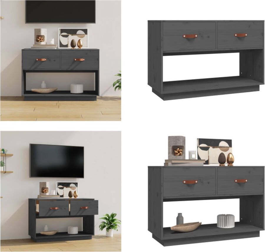 VidaXL Tv-meubel 90x40x60 cm massief grenenhout grijs Tv-meubel Tv-meubels Tv Standplaats Tv Unit