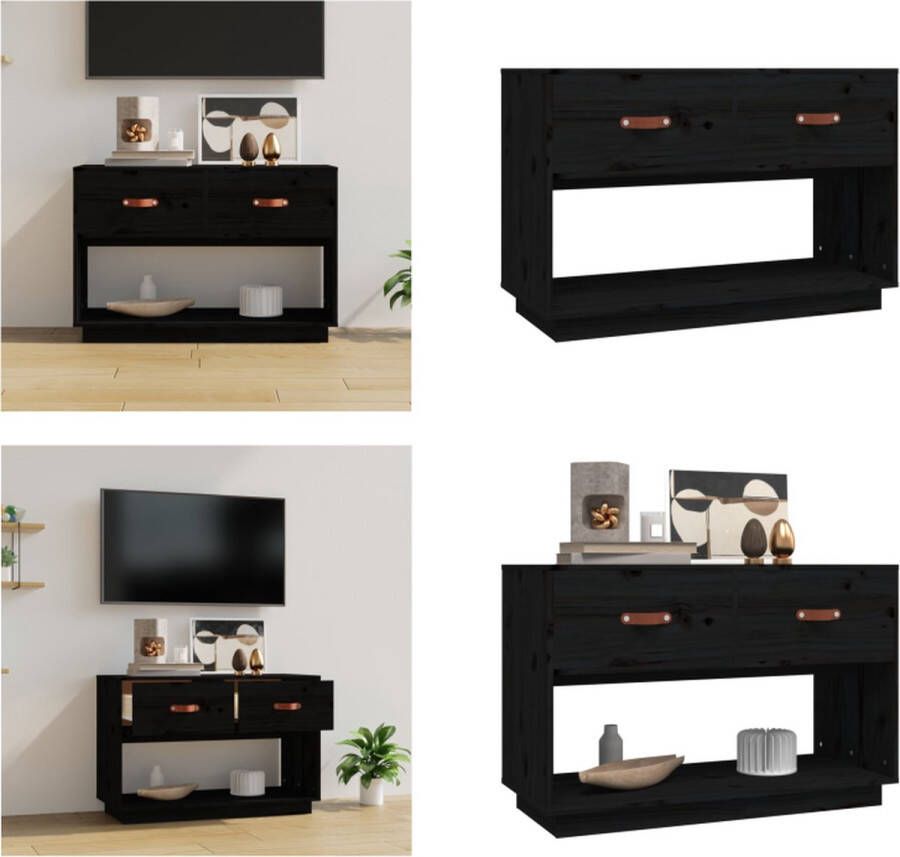 VidaXL Tv-meubel 90x40x60 cm massief grenenhout zwart Tv-meubel Tv-meubels Tv Standplaats Tv Unit