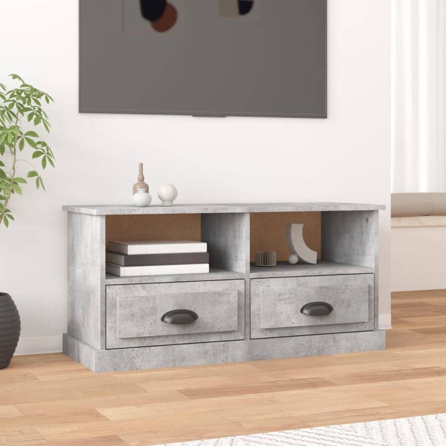 VidaXL -Tv-meubel-93x35 5x45-cm-bewerkt-hout-betongrijs - Foto 3