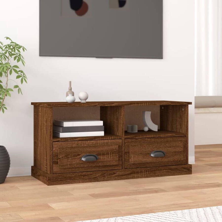 VidaXL -Tv-meubel-93x35 5x45-cm-bewerkt-hout-bruineikenkleurig - Foto 3