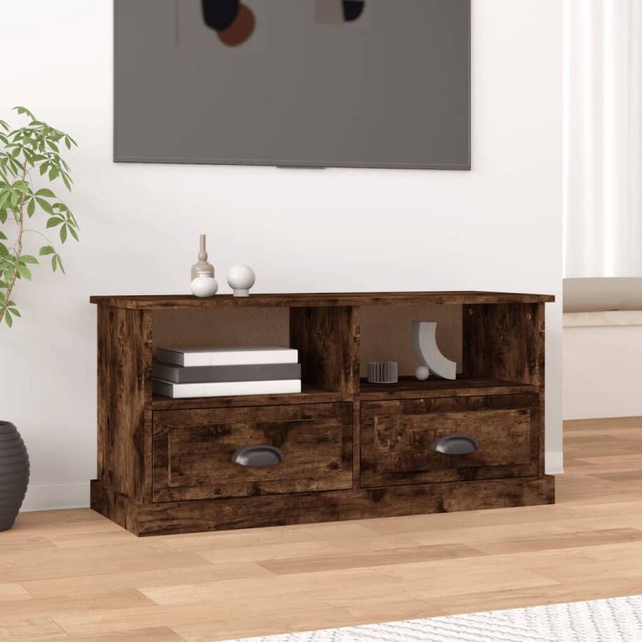 VidaXL -Tv-meubel-93x35 5x45-cm-bewerkt-hout-gerookt-eikenkleurig - Foto 3