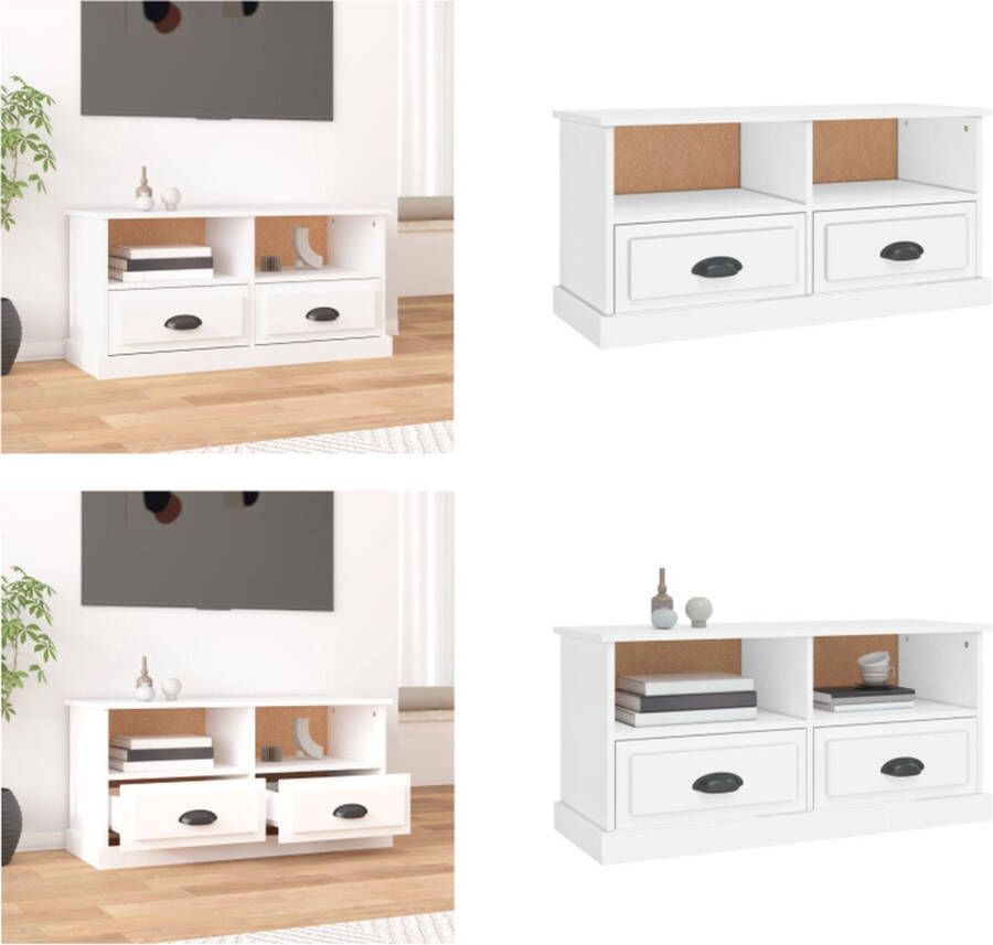 VidaXL Tv-meubel 93x35 5x45 cm bewerkt hout wit Tv-kast Tv-kasten Tv-meubel Hifi-meubel