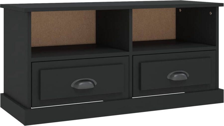 VidaXL Tv-meubel 93x35 5x45 cm Bewerkt hout Zwart Tv Kast Tv Meubels Hifi Meubilair Houten Tv Kast Zwarte Tv Kast Modern Tv Meubel