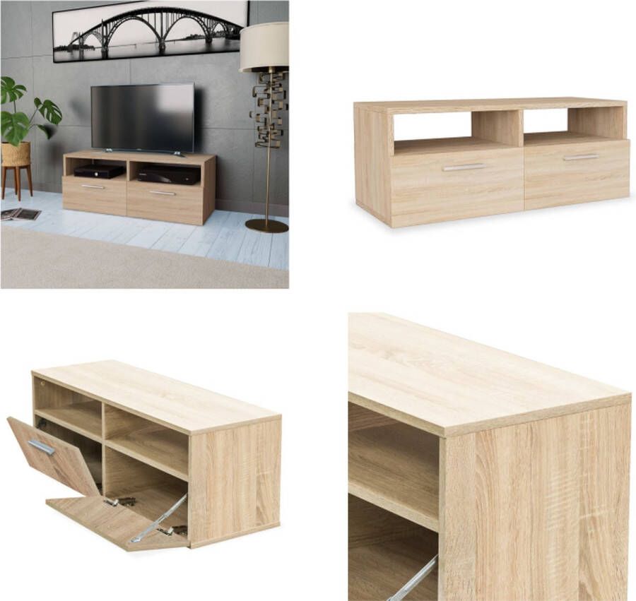 VidaXL Tv-meubel 95x35x36 cm bewerkt hout eikenkleurig Tv-kast Tv-kasten Tv-meubel Tv-meubels