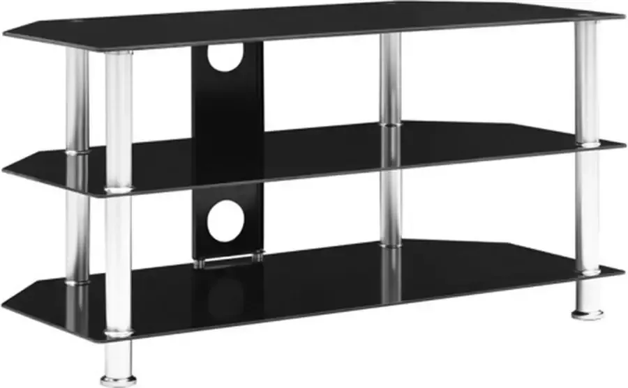 VidaXL Tv-meubel 96x46x50 cm gehard glas zwart