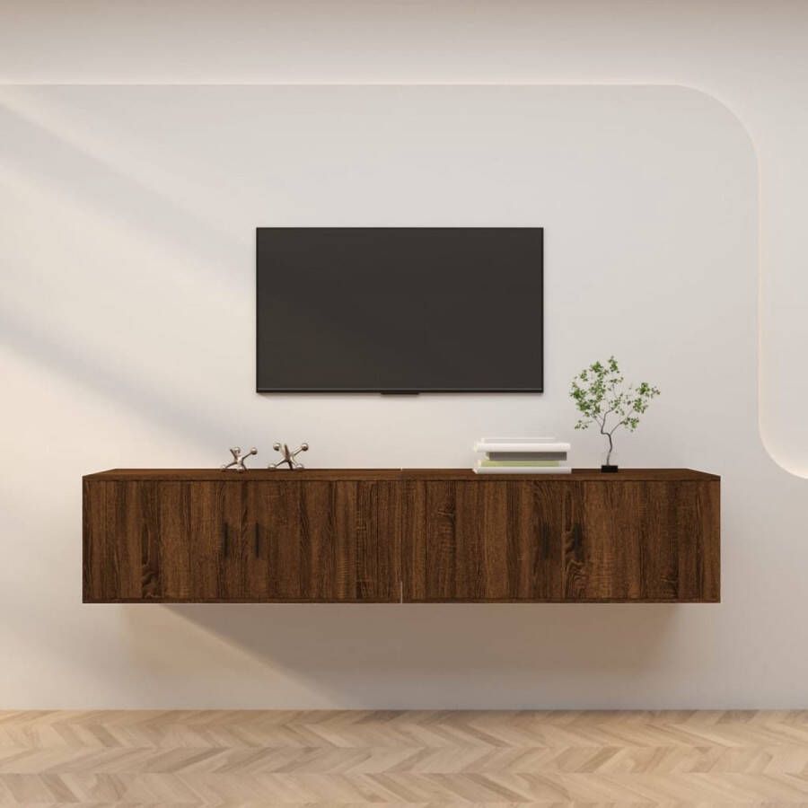 VidaXL Tv meubel aan de muur spaanplaat 100x34 5x40 cm kleur bruin eiken