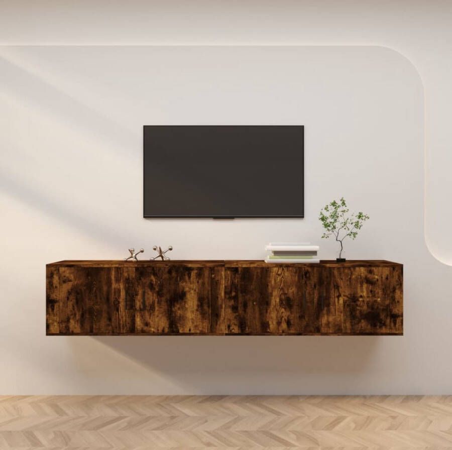 VidaXL Tv meubel aan de muur spaanplaat 100x34 5x40 cm kleur smoked eiken