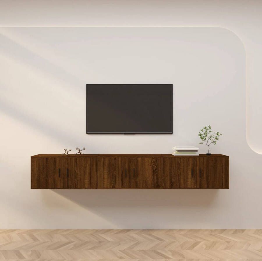 VidaXL Tv meubel aan de muur spaanplaat 240x34 5x40 cm kleur bruin eiken