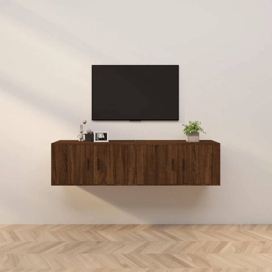 VidaXL Tv meubel aan de muur spaanplaat 80x34 5x40 cm kleur bruin eiken