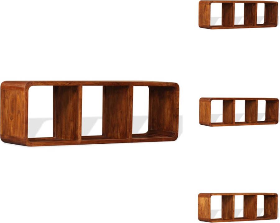 VidaXL Tv-meubel Acacia 120 x 30 x 40 cm Bruin Massief hout met honingkleurige afwerking Handgemaakt en uniek 3 schappen Kast - Foto 2