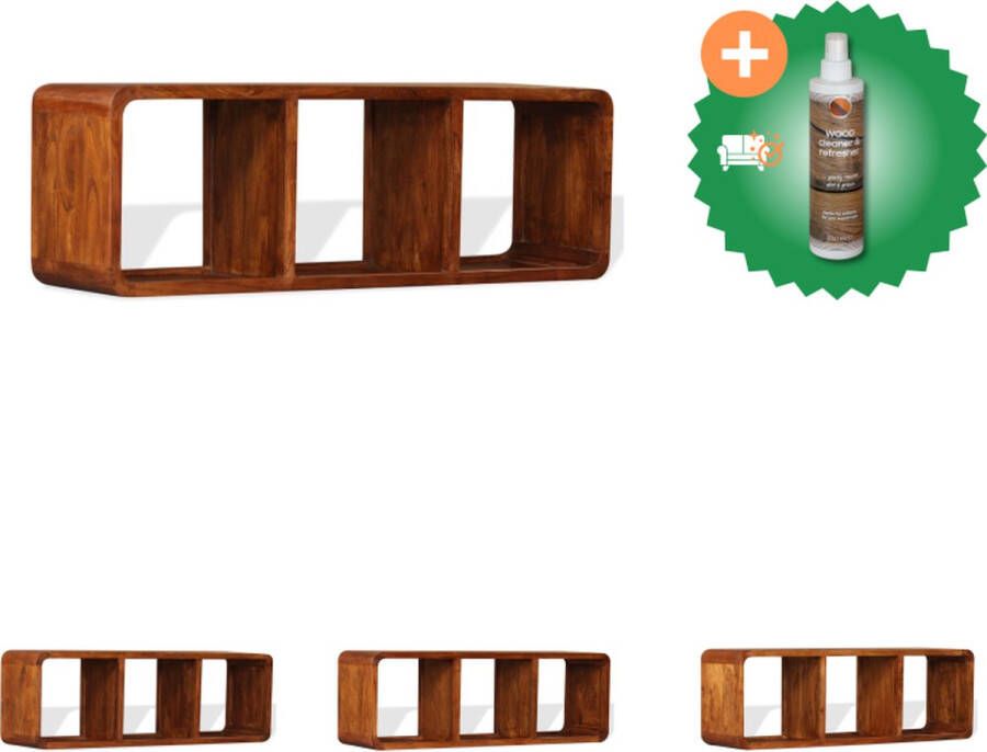 VidaXL Tv-meubel Acacia 120 x 30 x 40 cm Bruin Massief hout met honingkleurige afwerking Handgemaakt en uniek 3 schappen Kast Inclusief Houtreiniger en verfrisser