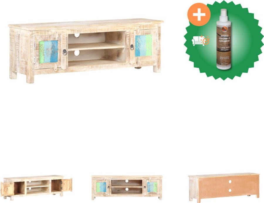 VidaXL TV-meubel Acacia 120x30x40 cm Met bloemontwerp deuren Kast Inclusief Houtreiniger en verfrisser