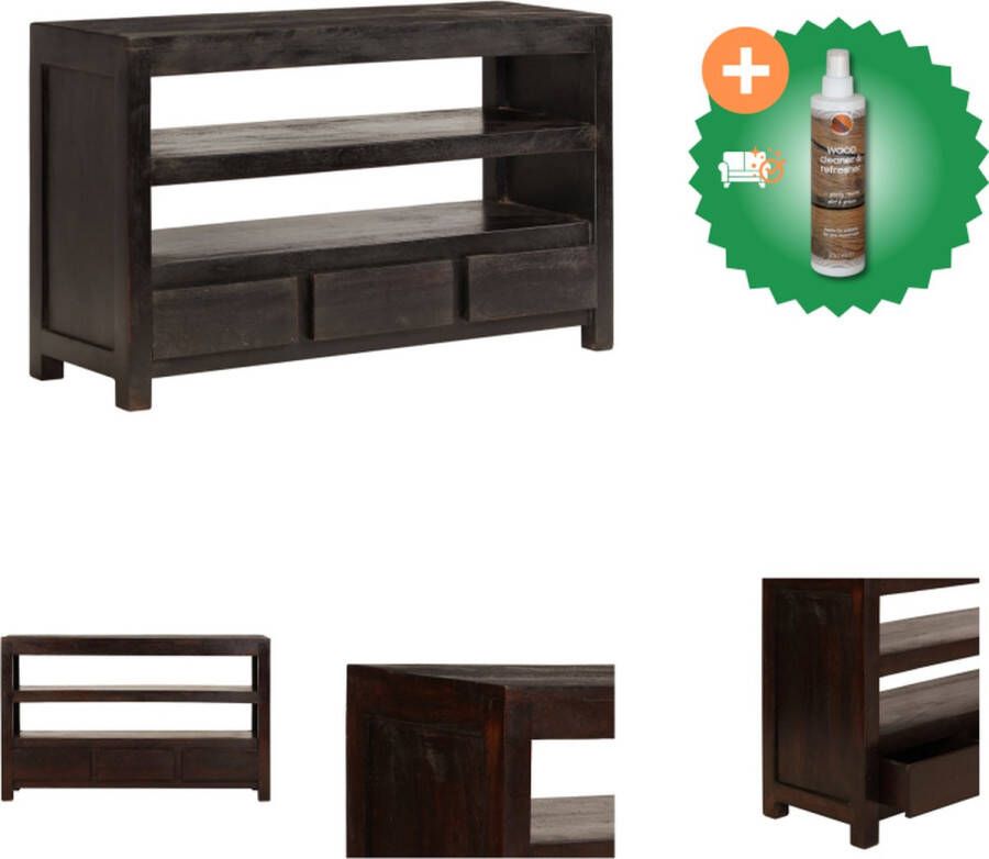 VidaXL Tv-meubel 90x30x55 cm massief acaciahout donkerbruin Kast Inclusief Houtreiniger en verfrisser