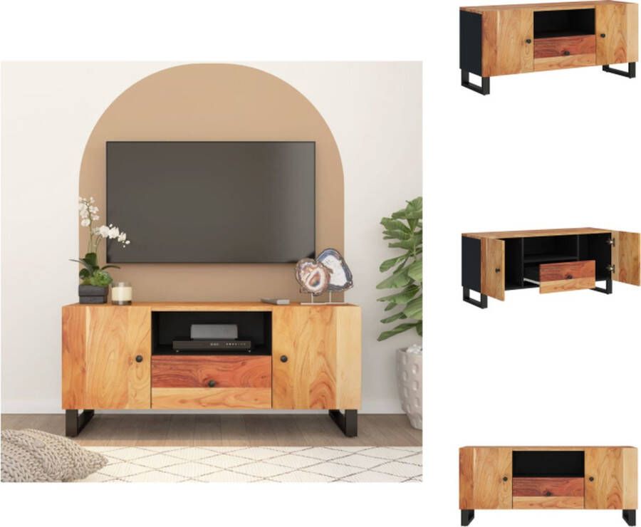 VidaXL TV-meubel Acaciahout 105 x 33.5 x 46 cm Met opbergruimte Stabiele poten Uitstalfunctie Handleiding inbegrepen Kleur en nerf variëren Kast