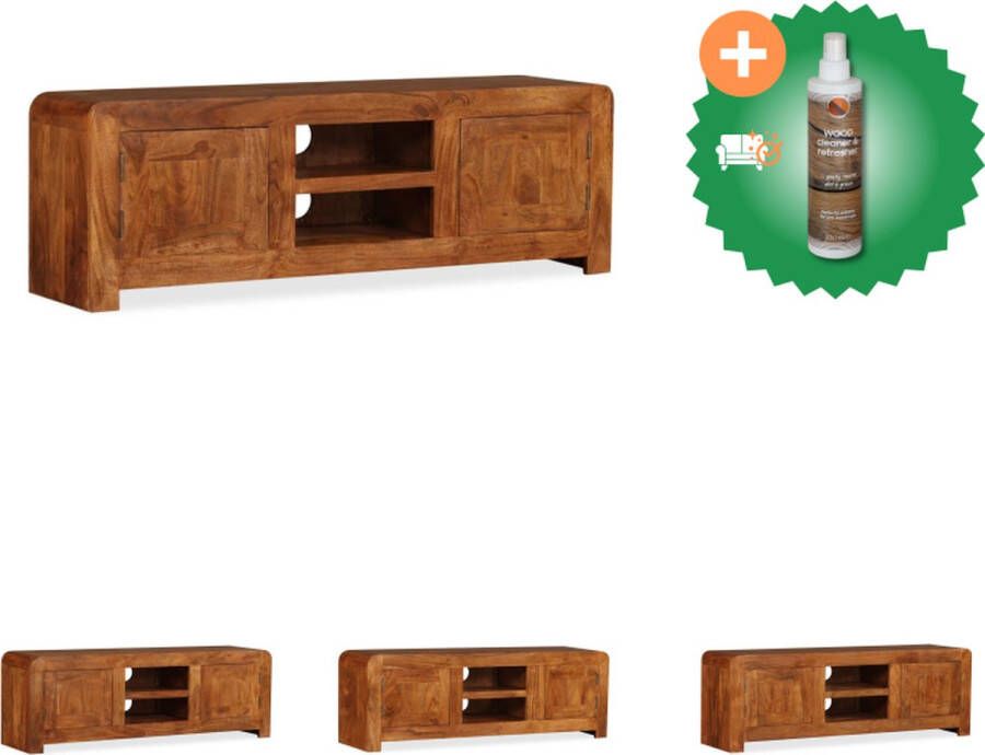 VidaXL Tv-meubel 120x30x40 cm massief hout met honingafwerking Kast Inclusief Houtreiniger en verfrisser