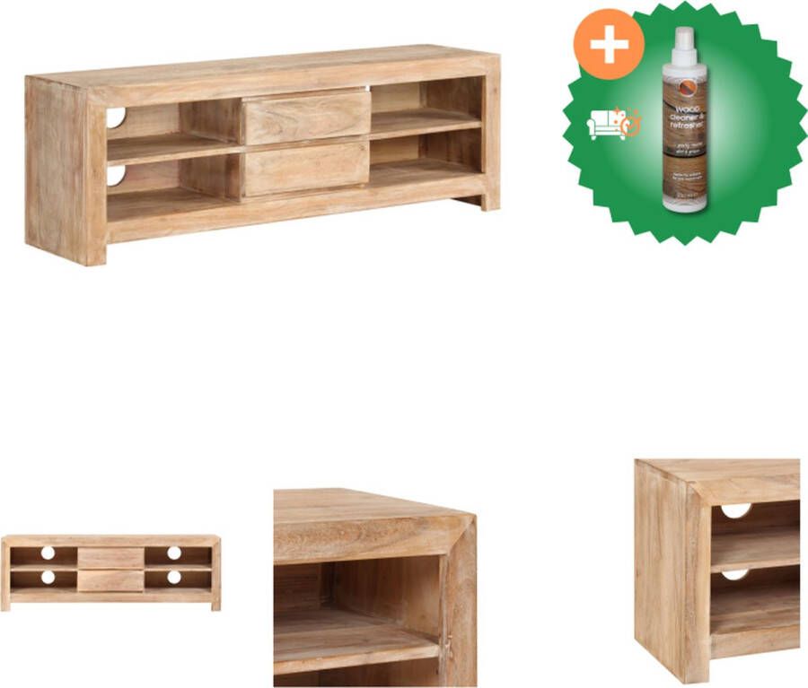 VidaXL Tv-meubel Acaciahout 120 x 30 x 40 cm opvallend ontwerp Kast Inclusief Houtreiniger en verfrisser