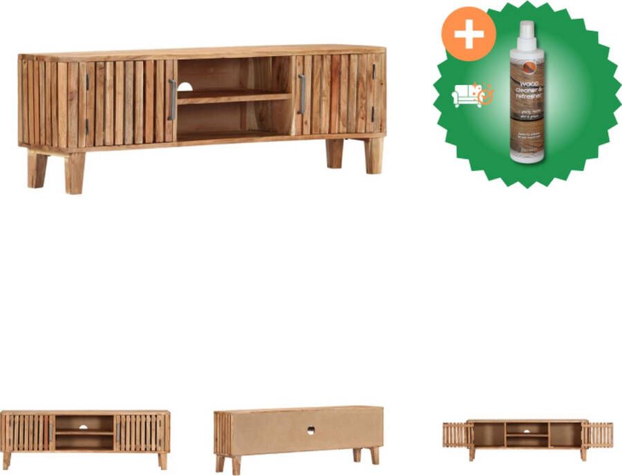 VidaXL tv-meubel acaciahout 130 x 30 x 45 cm naturel Kast Inclusief Houtreiniger en verfrisser