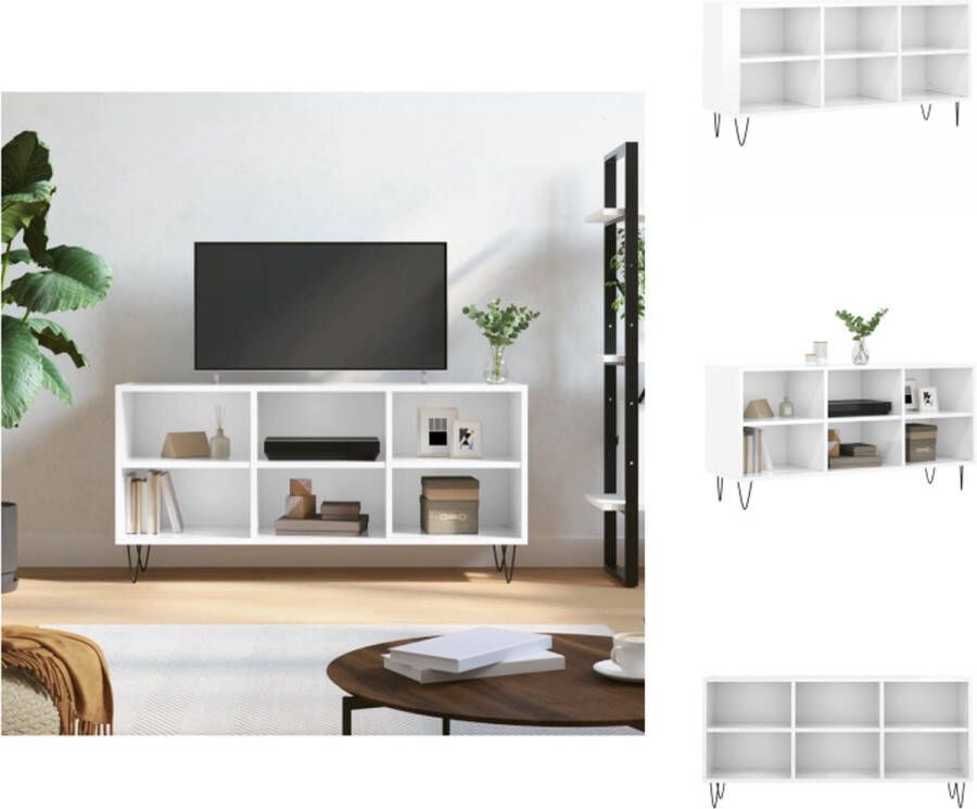 VidaXL Tv-meubel Tv-meubelen Tv Kast Opbergkast Tv-meubel 103 5x30x50 cm bewerkt hout hoogglans wit - Foto 3