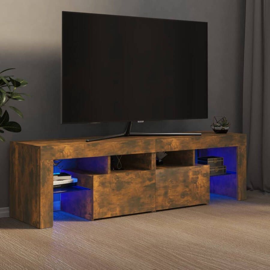 vidaXL TV-meubel Afmetingen- 140 x 36.5 x 40 cm Kleur- Gerookt eiken Met RGB LED-verlichting