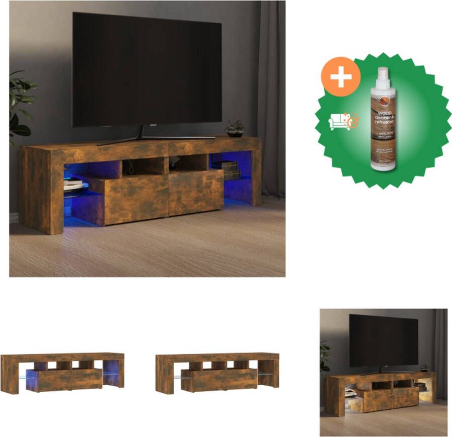 VidaXL TV-meubel Afmetingen- 140 x 36.5 x 40 cm Kleur- Gerookt eiken Met RGB LED-verlichting Kast Inclusief Houtreiniger en verfrisser