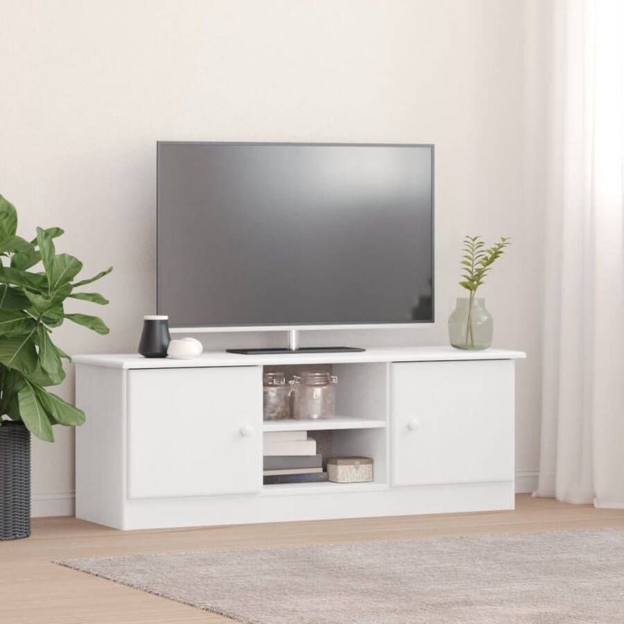 VidaXL -TV-meubel-ALTA-112x35x41-cm-massief-grenenhout-wit - Foto 2
