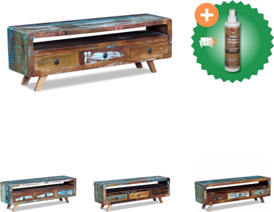 VidaXL Tv-meubel Antieke Stijl 120 x 30 x 40 cm Gerecycled Hout Kast Inclusief Houtreiniger en verfrisser