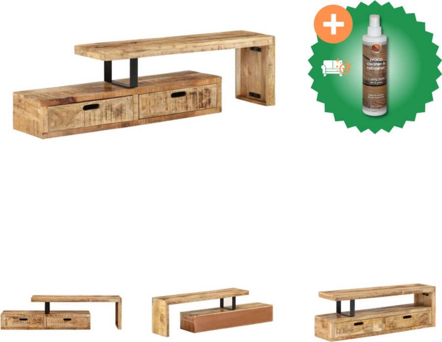 VidaXL TV-standaard Houten Meubel Afmetingen- 115 x 30 x 40 cm Gemaakt van massief mangohout Kast Inclusief Houtreiniger en verfrisser