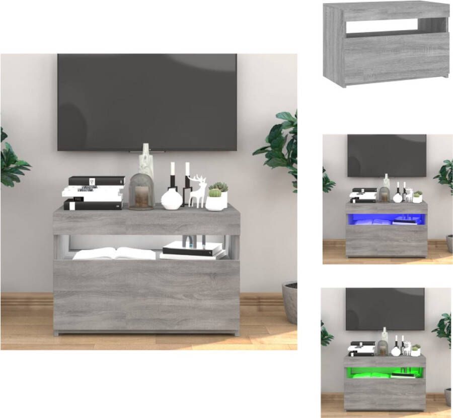 VidaXL TV-meubel Atlantico Mediakast met LED-verlichting 60x35x40cm Grijs Sonoma Eiken USB-aansluiting Kast