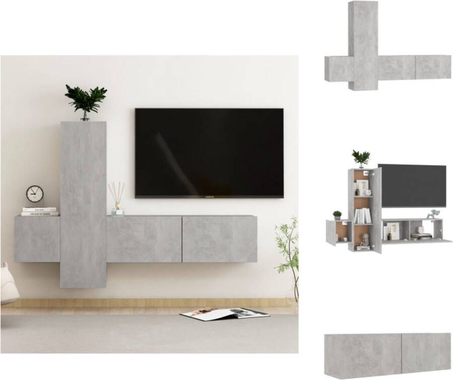 vidaXL TV-meubel Betongrijs 100 x 30 x 30 cm Wandmontage Stereokast Materiaal- spaanplaat Kast