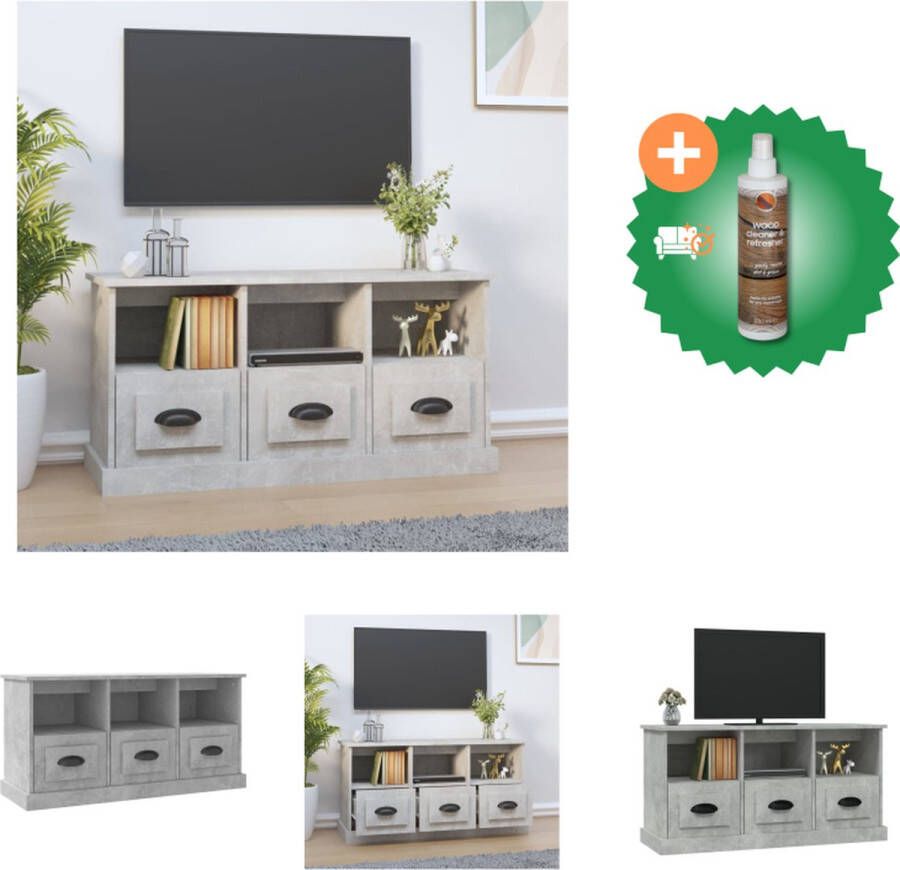 VidaXL TV-meubel Betongrijs 100x35x50 cm Trendy design Kast Inclusief Houtreiniger en verfrisser