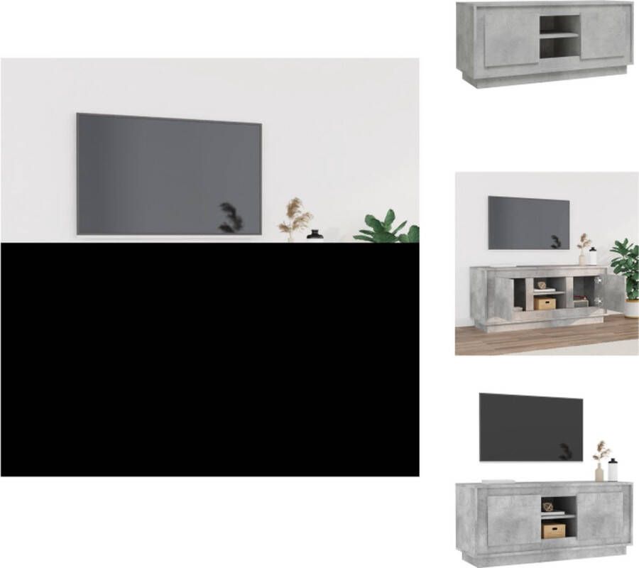 vidaXL TV Meubel Betongrijs 102 x 35 x 45 cm Duurzaam materiaal voldoende opbergruimte en praktische deuren Kast