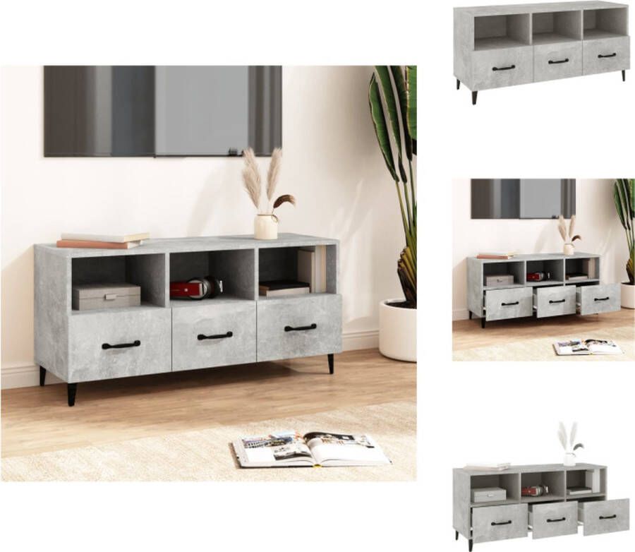 VidaXL Tv-kast Tv-kasten Tv-meubel Met LED-verlichting Tv-meubel 102x35x50 cm bewerkt hout betongrijs