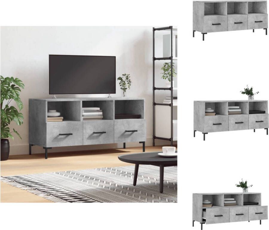 VidaXL TV-meubel Betongrijs 102x36x50 cm Trendy en praktisch Kast