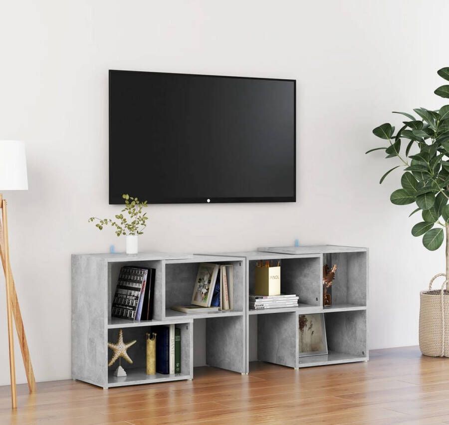 VidaXL TV-meubel Betongrijs 104x30x52 cm Modulair ontwerp Geordende opslag Kast