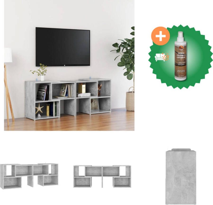 VidaXL TV-meubel Betongrijs 104x30x52 cm Modulair ontwerp Geordende opslag Kast Inclusief Houtreiniger en verfrisser