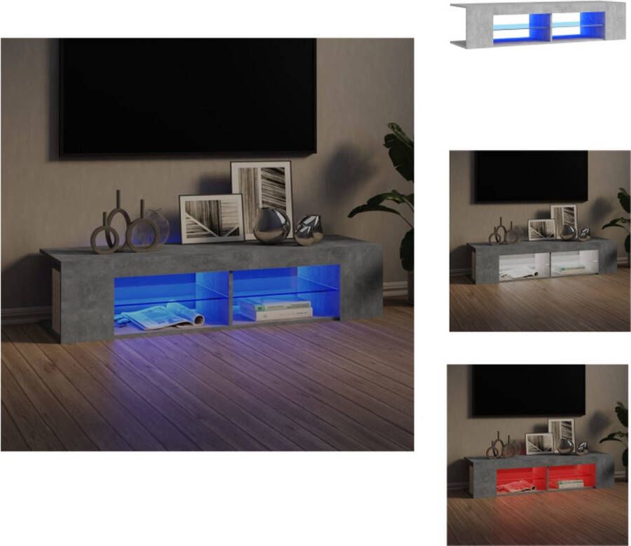 VidaXL TV-meubel Betongrijs 135x39x30 cm LED verlichting Kast