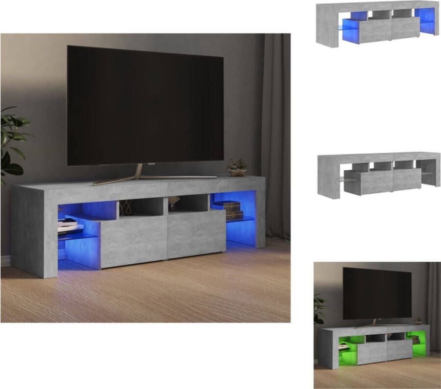 VidaXL Tv-kast Tv-kasten Tv-meubel Hifi-meubel Tv-meubel met LED-verlichting 140x36-5x40 cm betongrijs