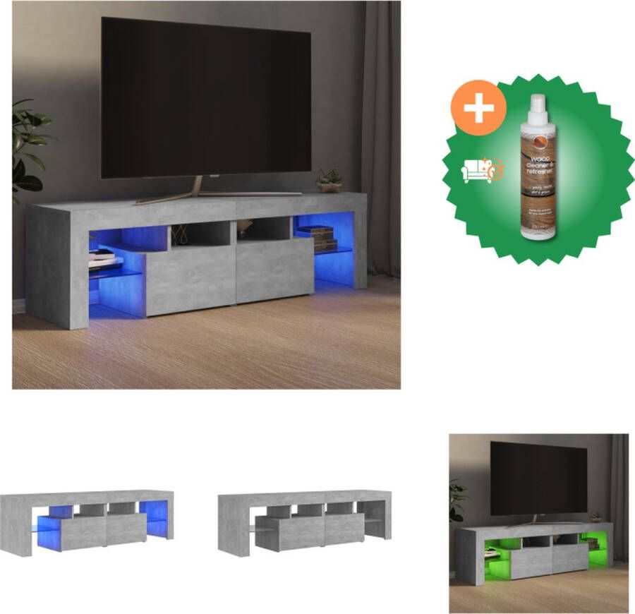 VidaXL Tv-meubel betongrijs 140 x 36.5 x 40 cm RGB LED-verlichting Montage vereist Kast Inclusief Houtreiniger en verfrisser