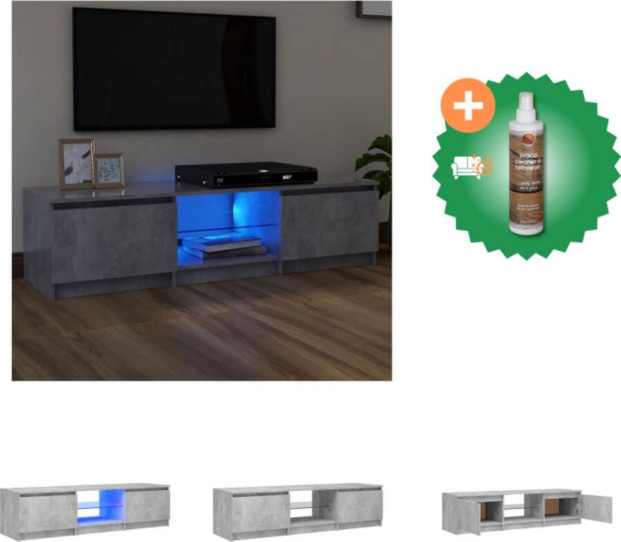 VidaXL TV-meubel Betongrijs 140 x 40 x 35.5 cm Met RGB LED-verlichting Kast Inclusief Houtreiniger en verfrisser