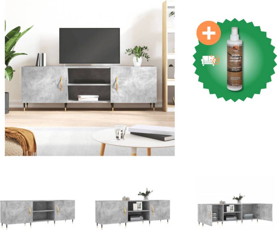 VidaXL TV-meubel Betongrijs 150 x 30 x 50 cm Bewerkt hout en ijzer Kast Inclusief Houtreiniger en verfrisser