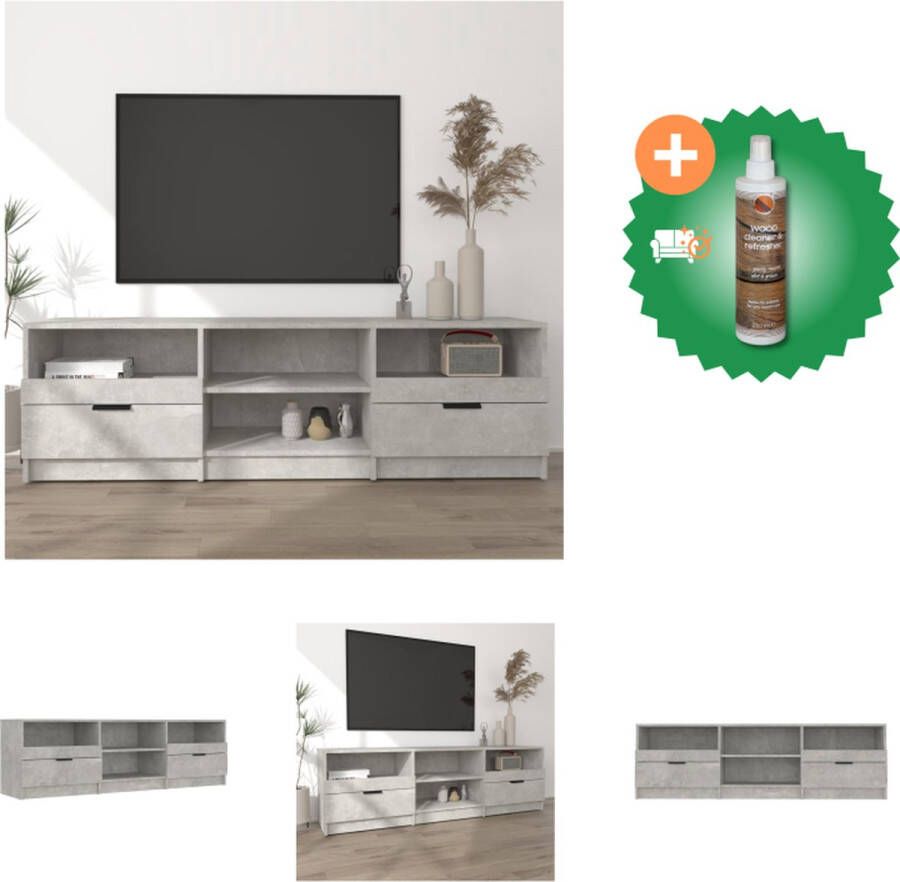 VidaXL TV-meubel Betongrijs 150 x 33.5 x 45 cm Praktisch bewerkt hout Kast Inclusief Houtreiniger en verfrisser