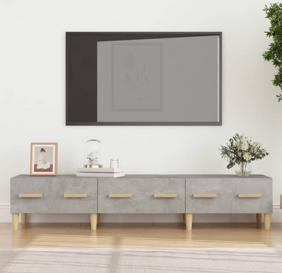 VidaXL TV-meubel Betongrijs 150 x 34.5 x 30 cm Stevig bewerkt hout Voldoende opbergruimte Kast - Foto 2