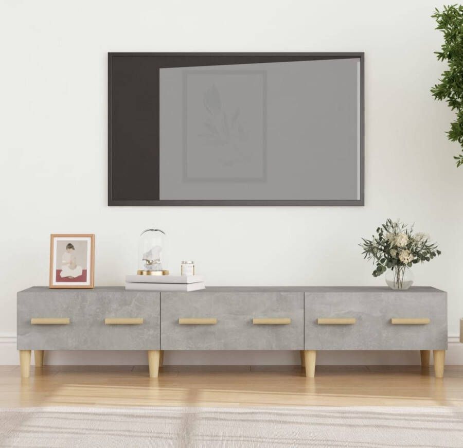 vidaXL TV-meubel Betongrijs 150 x 34.5 x 30 cm Stevig bewerkt hout Voldoende opbergruimte