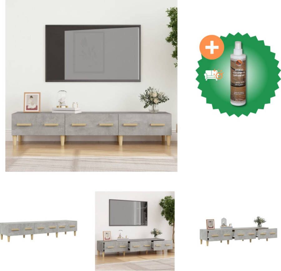 VidaXL TV-meubel Betongrijs 150 x 34.5 x 30 cm Stevig bewerkt hout Voldoende opbergruimte Kast Inclusief Houtreiniger en verfrisser