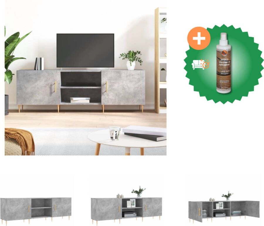 VidaXL Tv-meubel Betongrijs 150x30x50 cm bewerkt hout en ijzer Kast Inclusief Houtreiniger en verfrisser