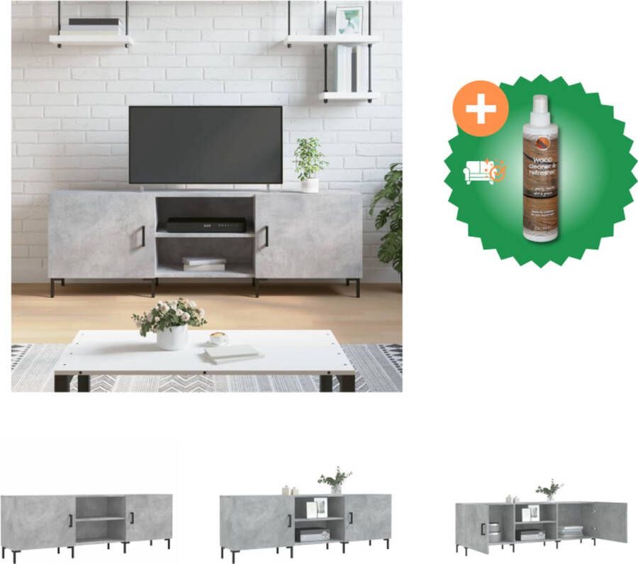 VidaXL TV-meubel Betongrijs 150x30x50 cm Stevig bewerkt hout Praktische opbergruimte Kast Inclusief Houtreiniger en verfrisser - Foto 2